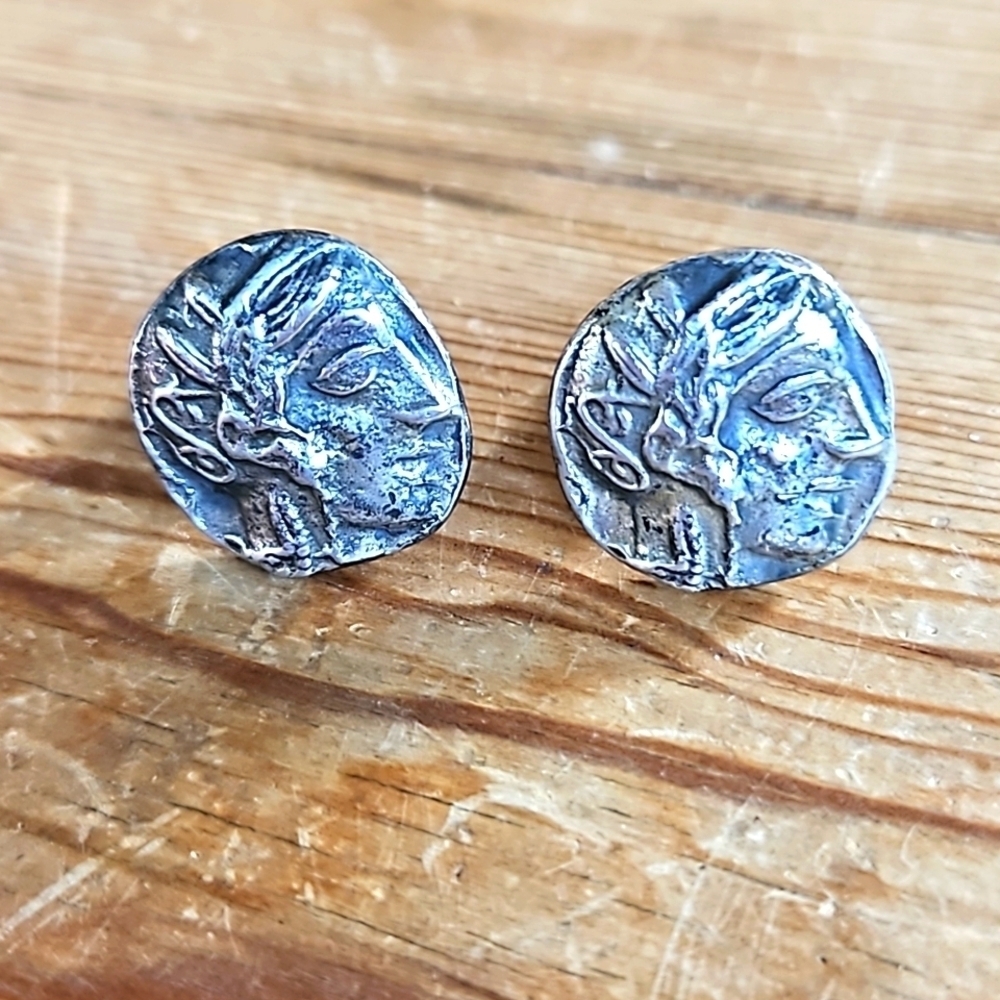 Alva Studios Silvertone Roman Caesar Cufflinks